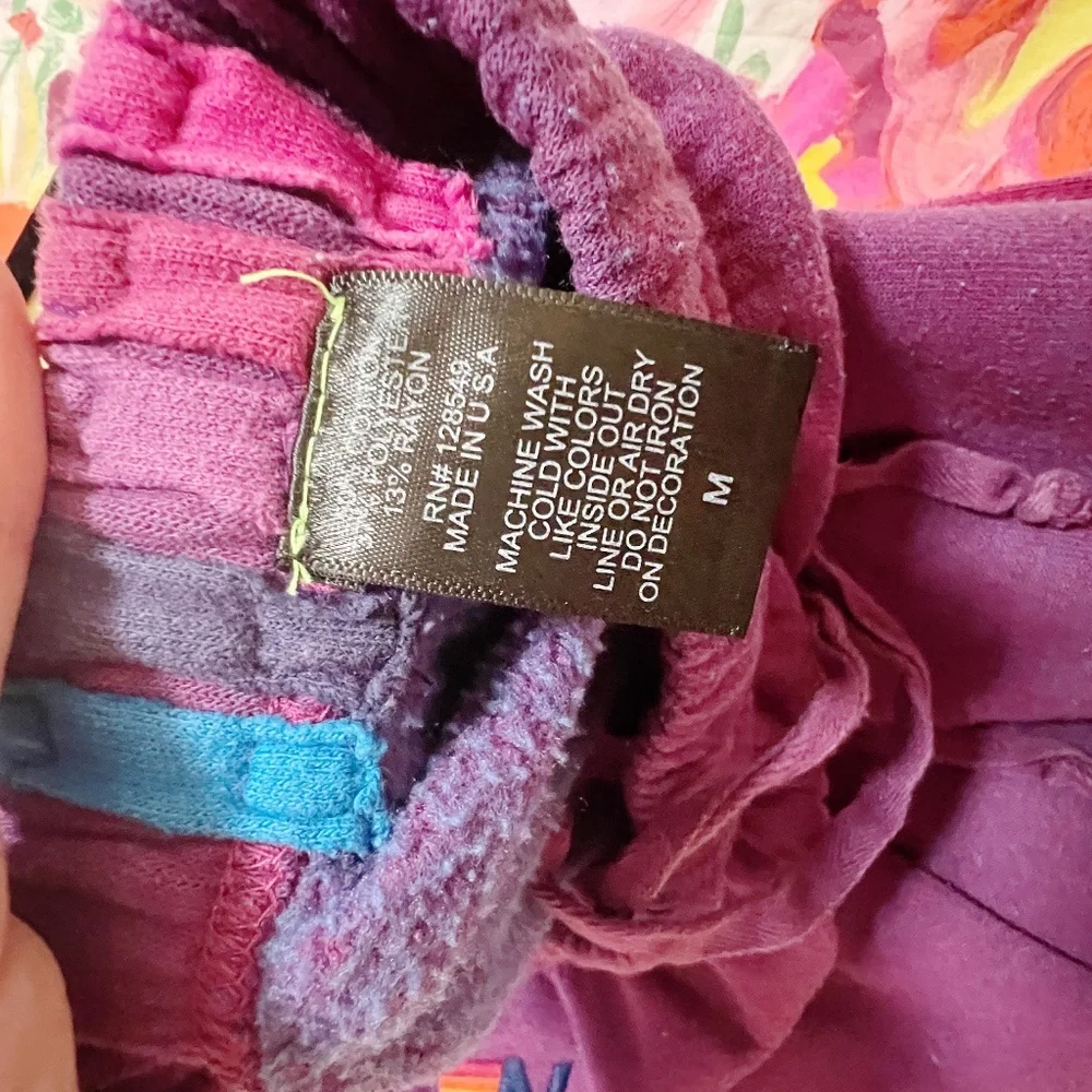 Aviator Nation Purple 5 stripe SweatPant Size M Stripe Pink Blue - Picture 7 of 9